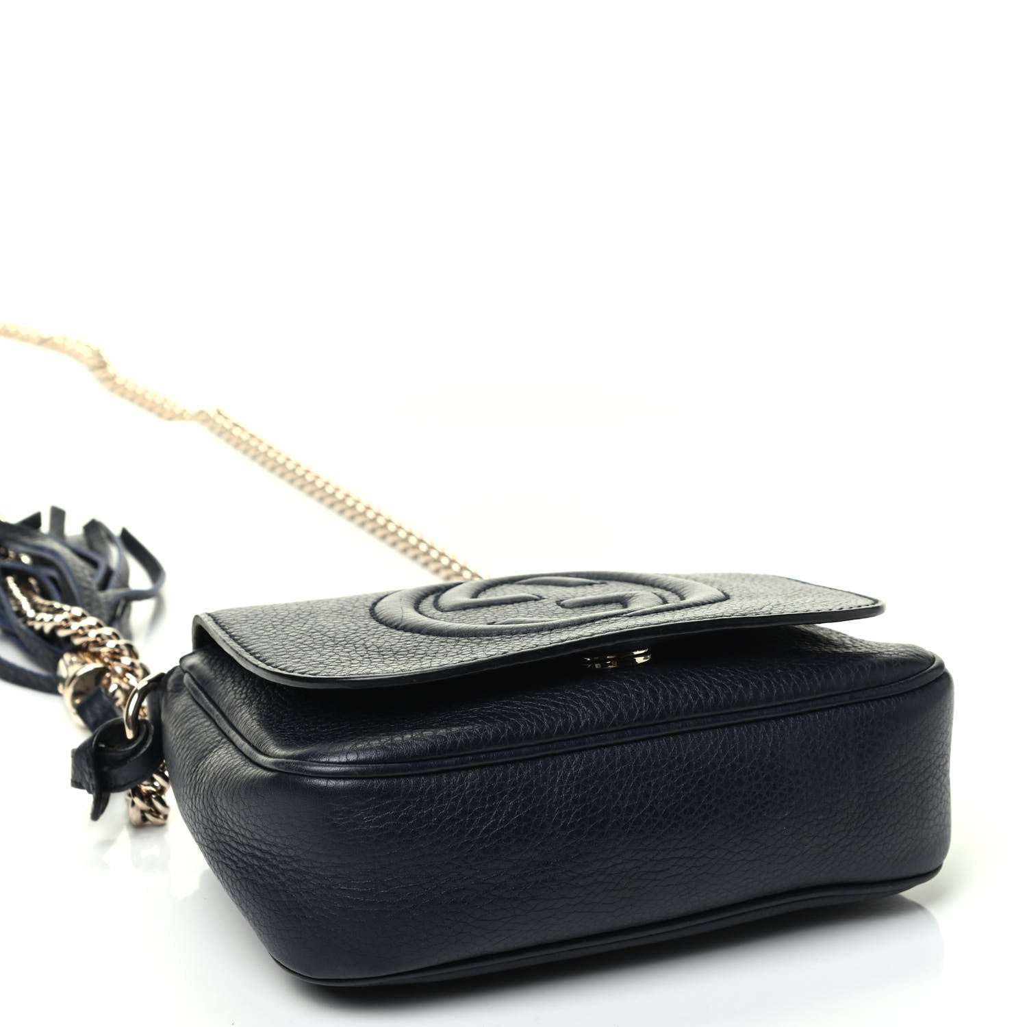 Gucci Pebbled Calfskin Small Soho Flap Crossbody Blue 3 of 4