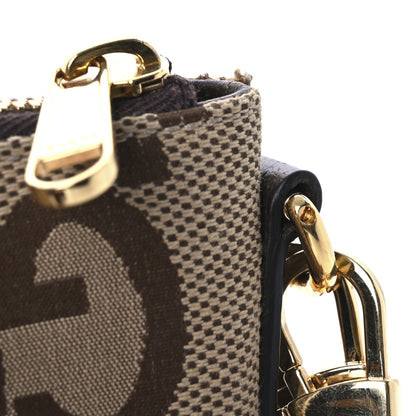 Gucci Monogram Jumbo GG Textured Dollar Calfskin Web Wristlet Messenger Bag Camel Ebony New Acero 12 of 12
