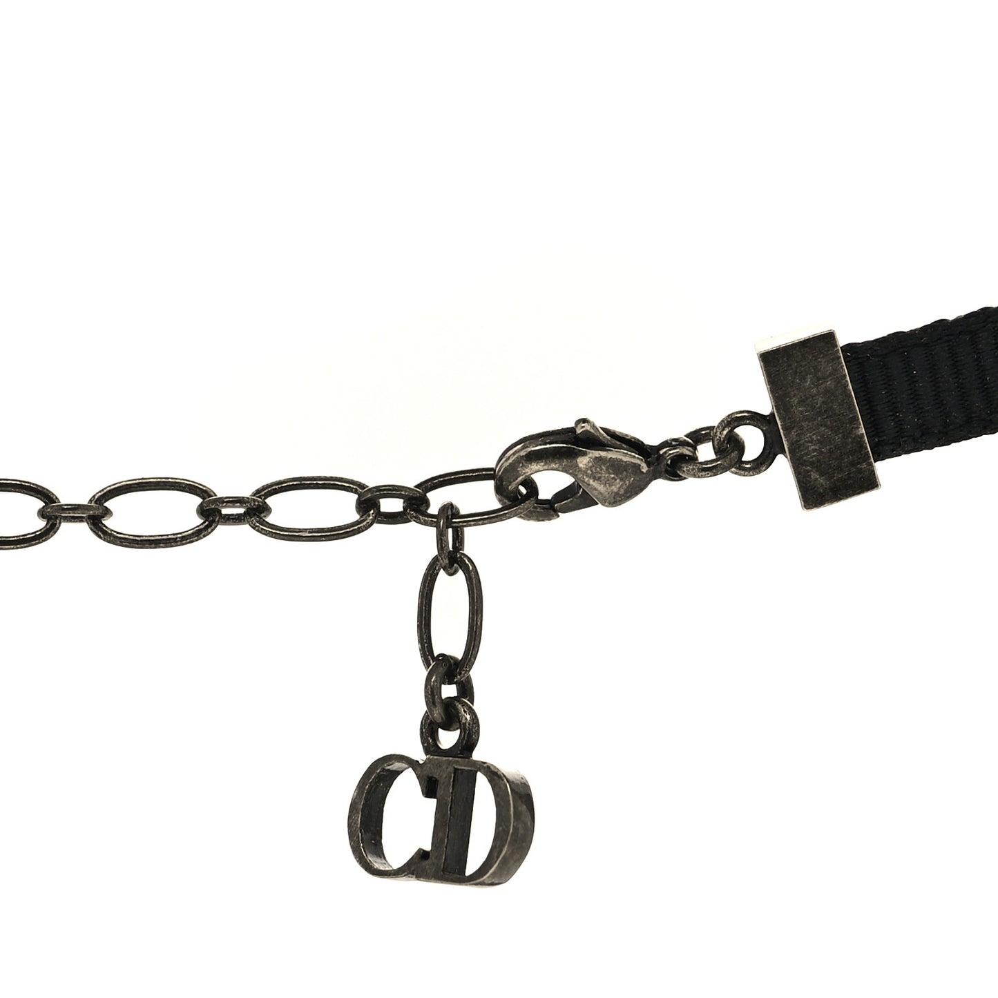 Grosgrain Ribbon Crystal J'Adior Logo Choker Necklace Black