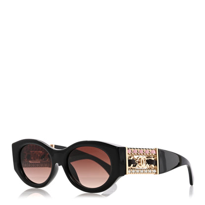 Chanel Acetate Calfskin Chain CC Sunglasses 5536-Q-A Black 1 of 7