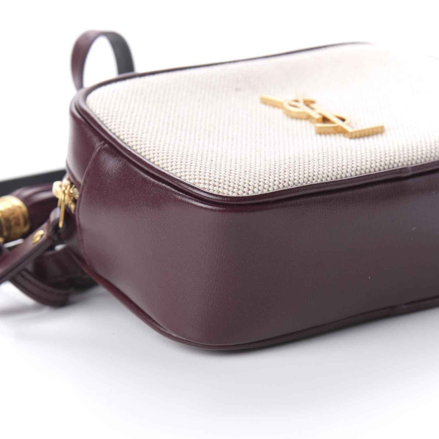Saint Laurent Calfskin Canvas Monogram Lou Belt Bag Natural Dark Legion Red 6 of 9