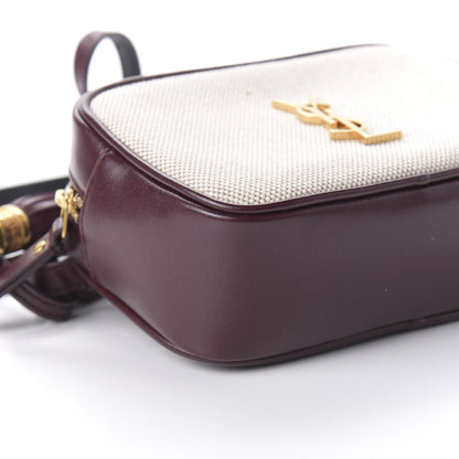 Saint Laurent Calfskin Canvas Monogram Lou Belt Bag Natural Dark Legion Red 6 of 9