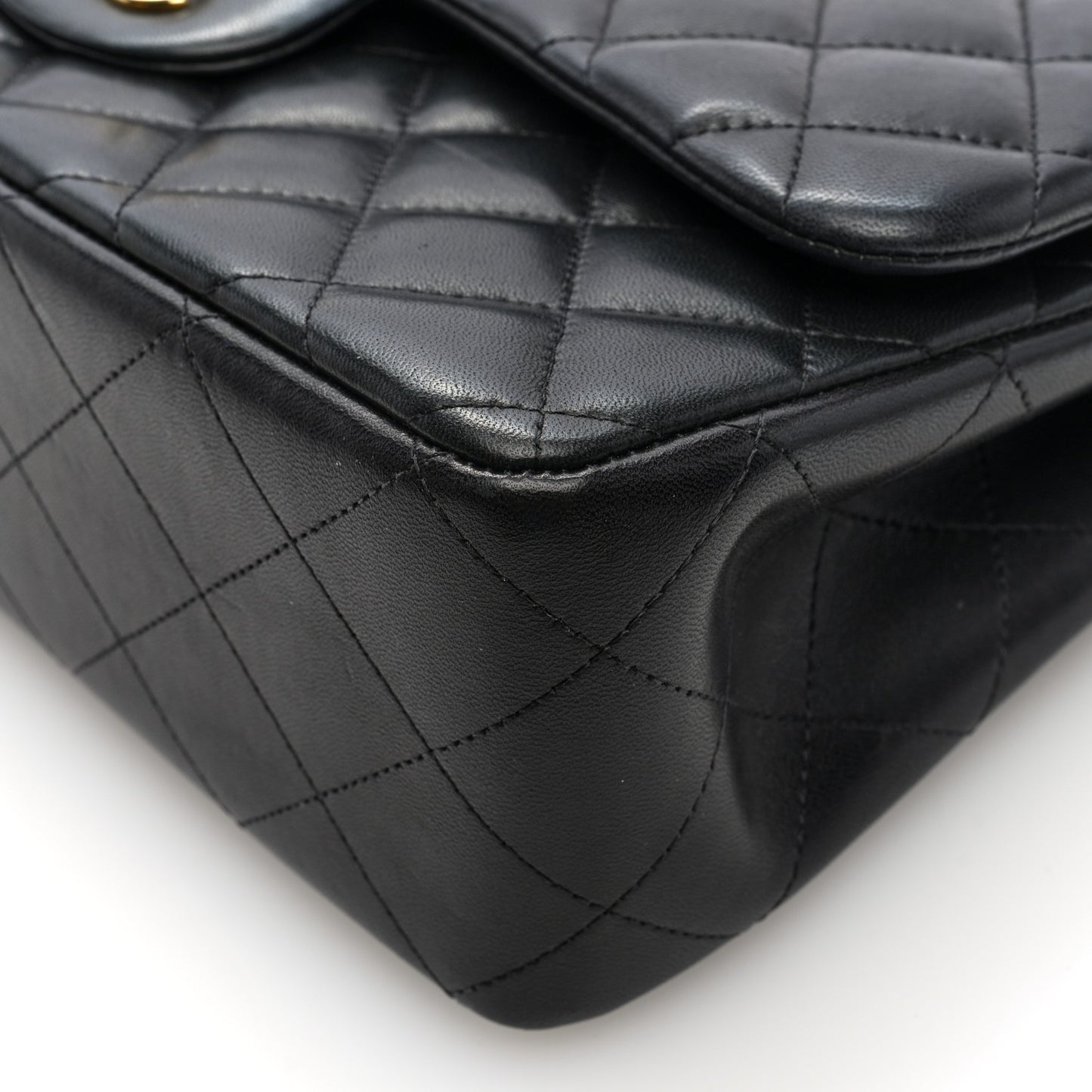 Lambskin Quilted Jumbo Double Flap Black