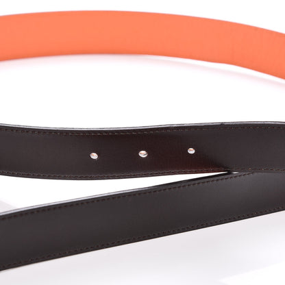 Hermes Box Togo 32mm Belt Strap 100 Chocolate Orange 5 of 8