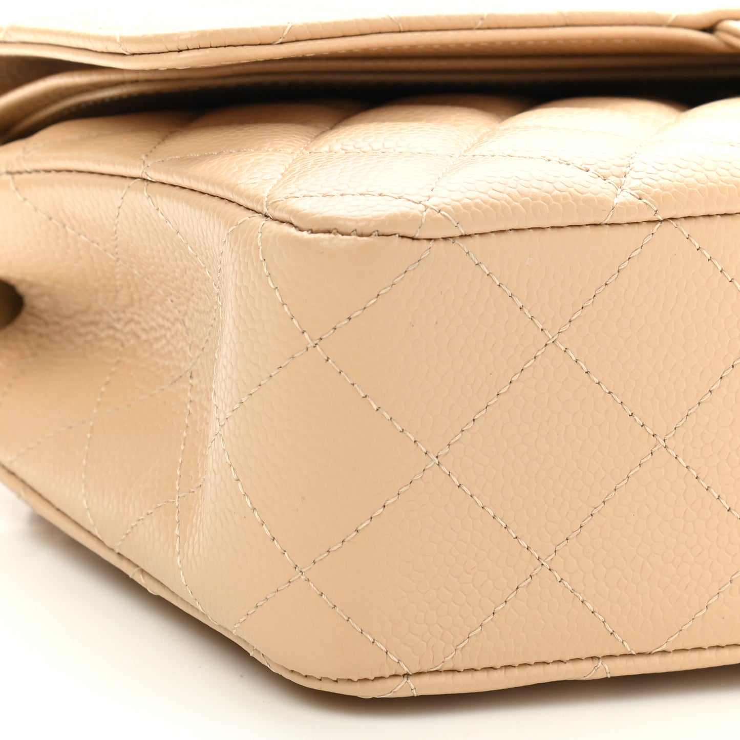 Caviar Quilted Medium Double Flap Beige Clair