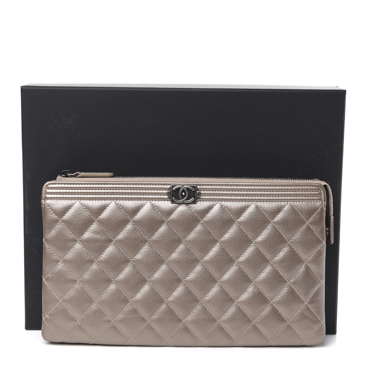 Chanel Metallic Caviar Quilted Small Zipped Boy Pouch Copper 12 of 12