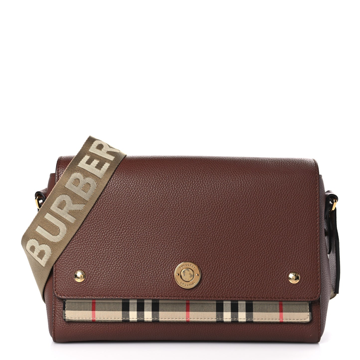 Calfskin Vintage Check Note Crossbody Bag Tan