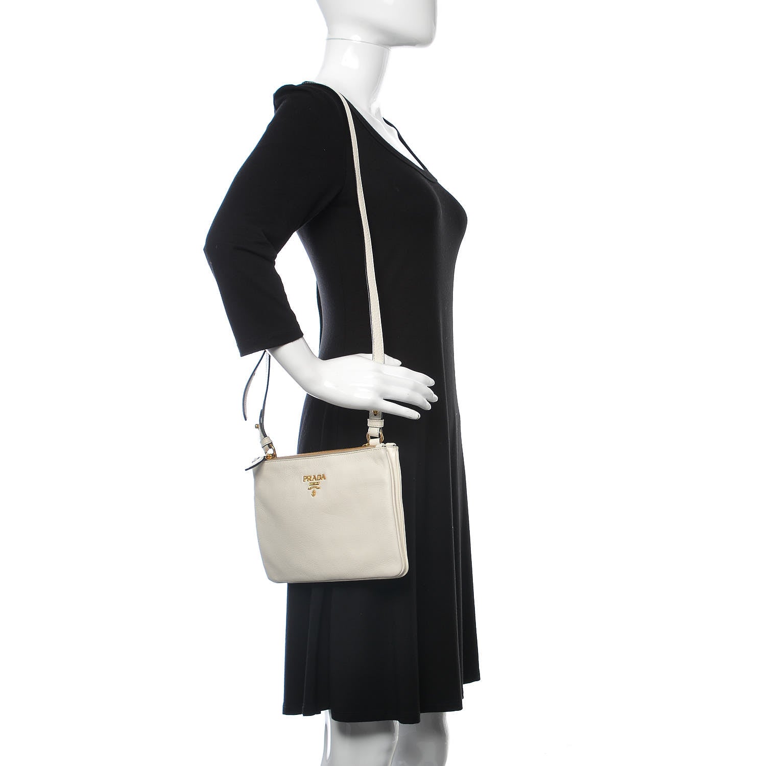 Prada Vitello Phenix Double Zip Crossbody Bag Bianco 2 of 11