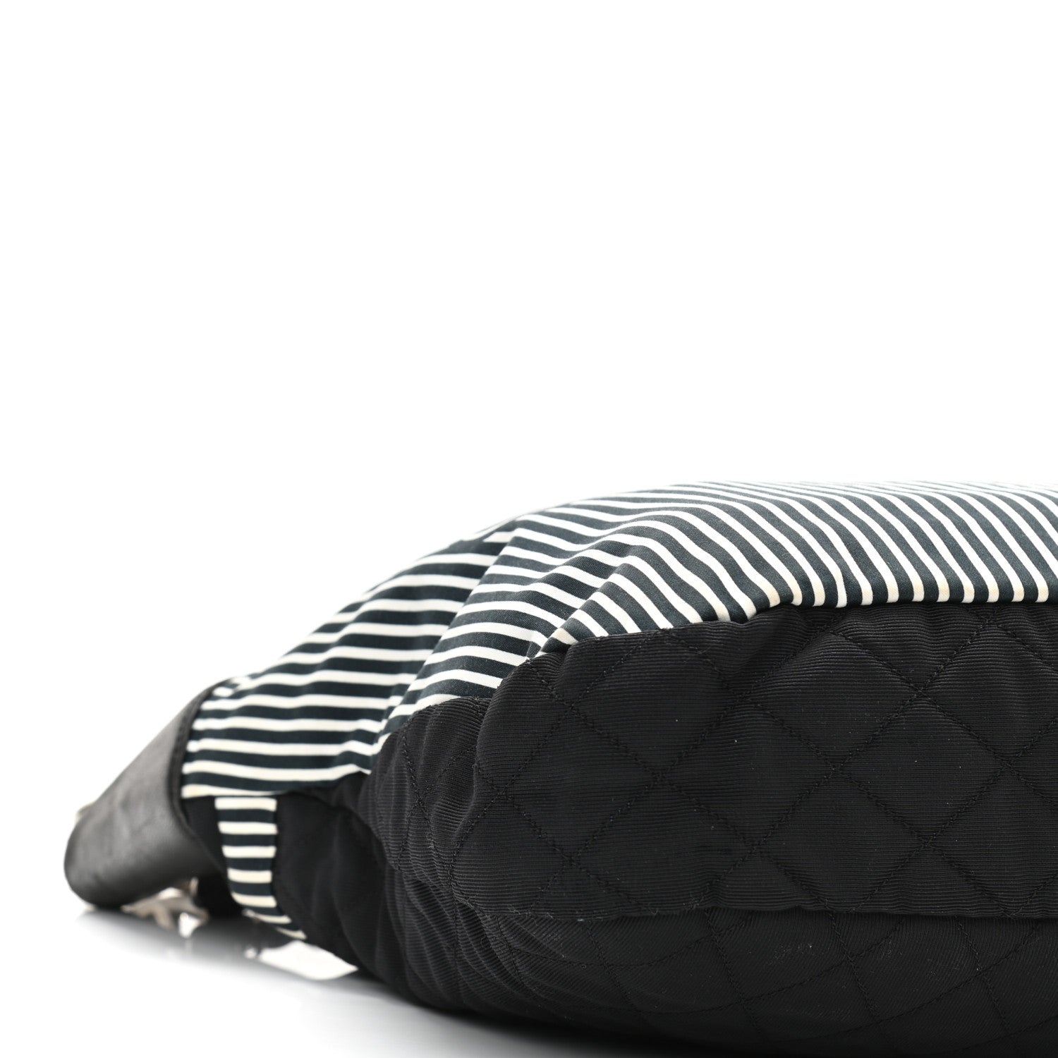 Chanel Striped Canvas Logo Tote Black 9 of 10
