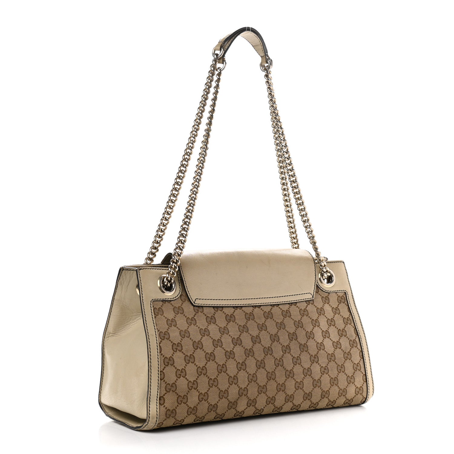 Gucci Monogram Margaux Calfskin Large Emily Chain Shoulder Bag Beige Ebony Mystic White 3 of 25