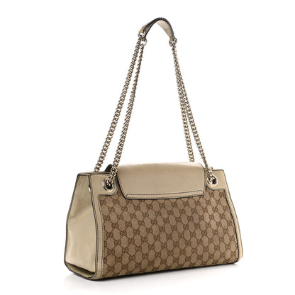 Gucci Monogram Margaux Calfskin Large Emily Chain Shoulder Bag Beige Ebony Mystic White 3 of 25