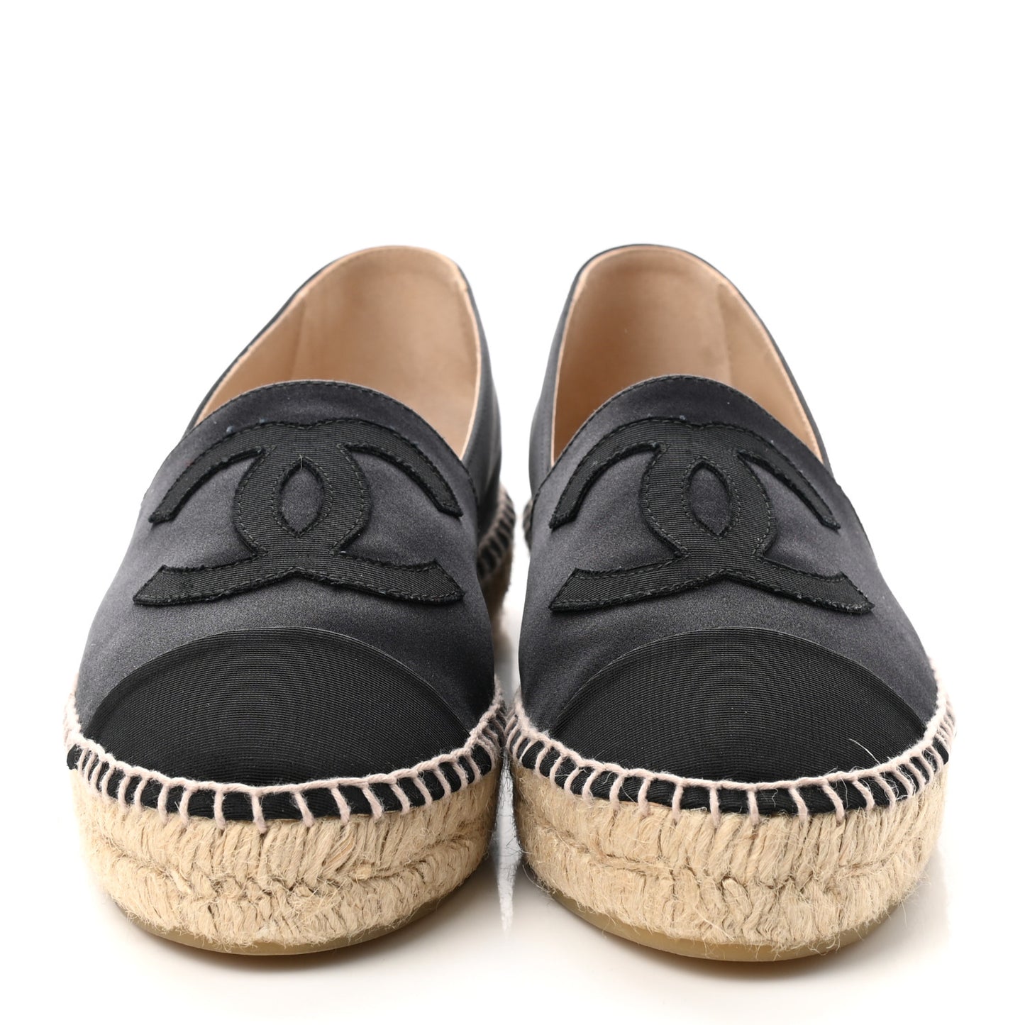 Satin Grosgrain CC Espadrilles 39 Black