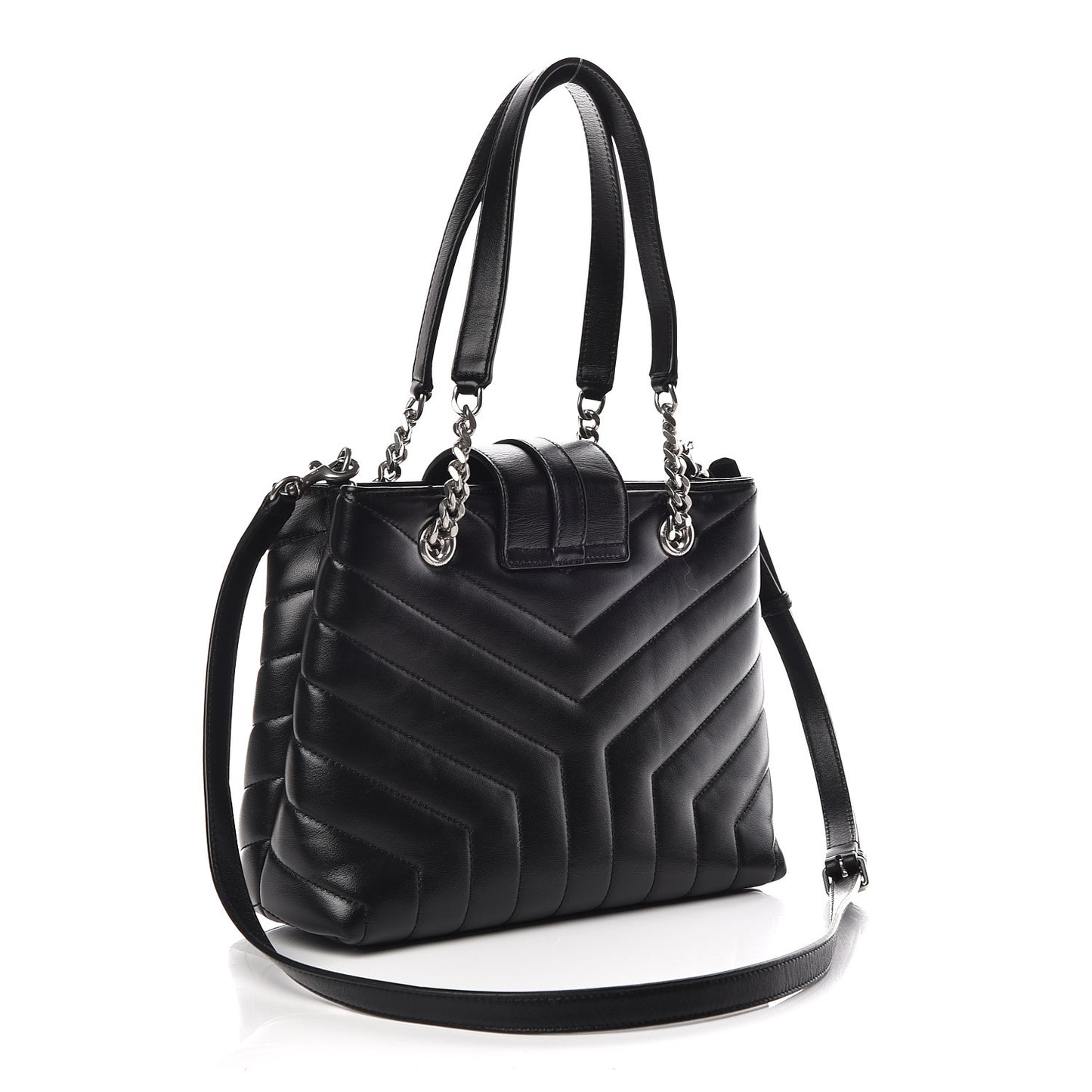Calfskin Y Quilted Monogram Small Loulou Shopper Black