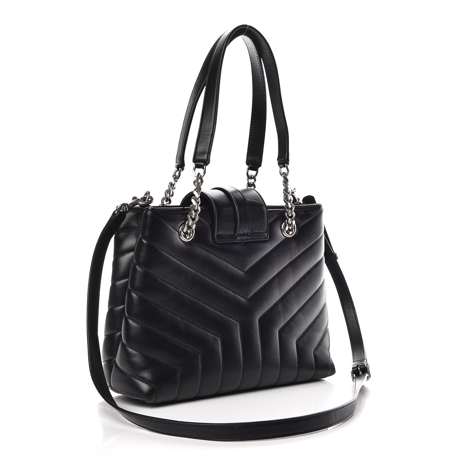 Saint Laurent Calfskin Y Quilted Monogram Small Loulou Shopper Black 4 of 11