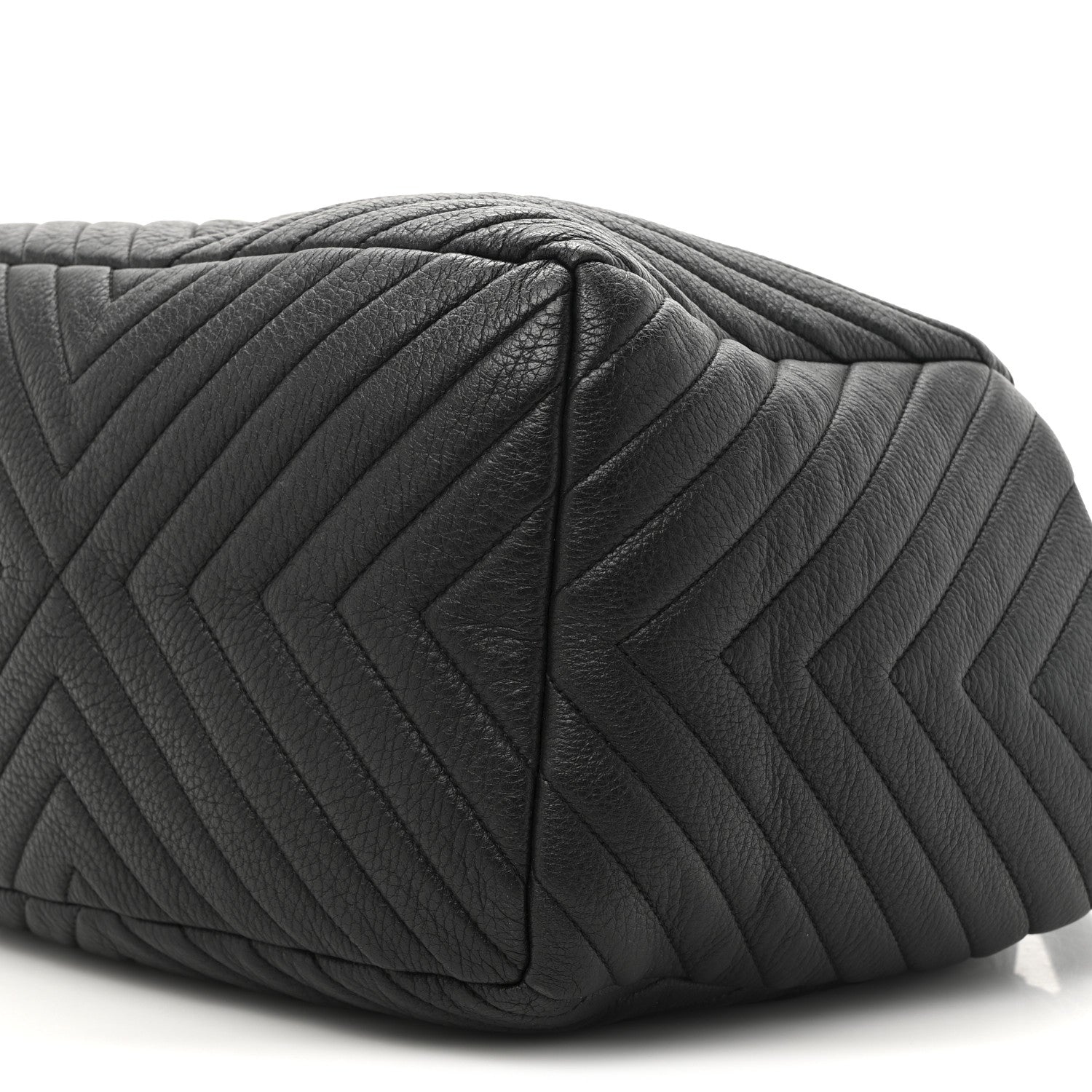 Chanel Deerskin Chevron Medium CC Chain Bucket Drawstring Bag Black 18 of 21