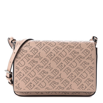 Burberry Calfskin Perforated Hampshire Crossbody Pale Fawn Pink 1 of 9