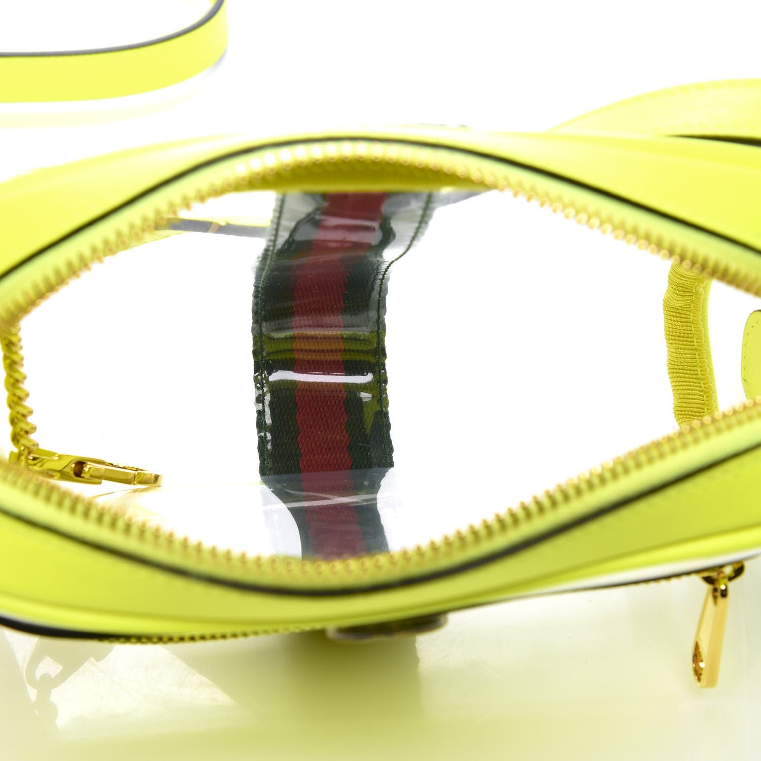 Gucci Vinyl Web Mini Ophidia Transparent Shoulder Bag Yellow Fluo 4 of 8