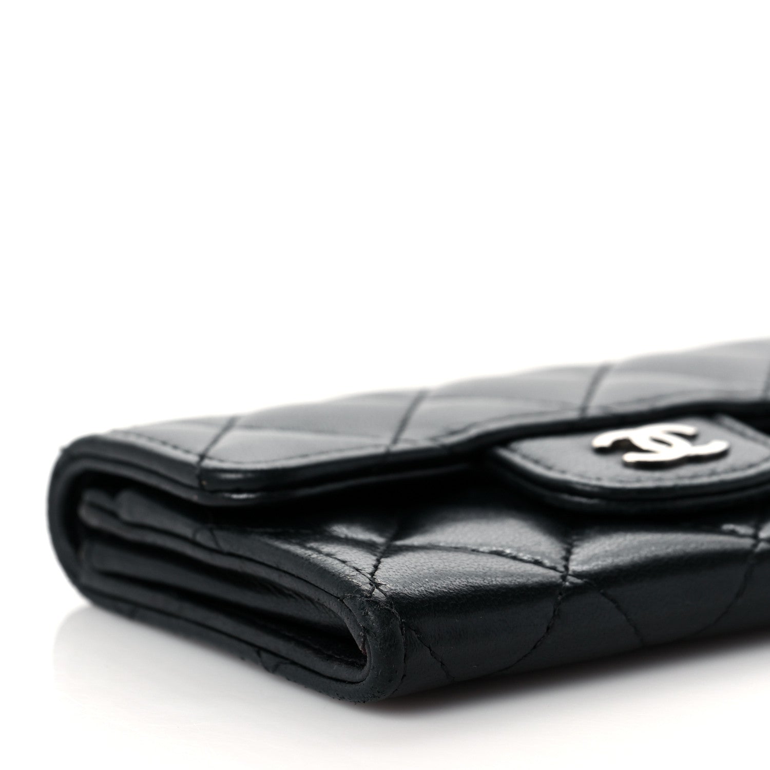 Chanel Lambskin Quilted Flap Card Holder Wallet Black 9 of 10