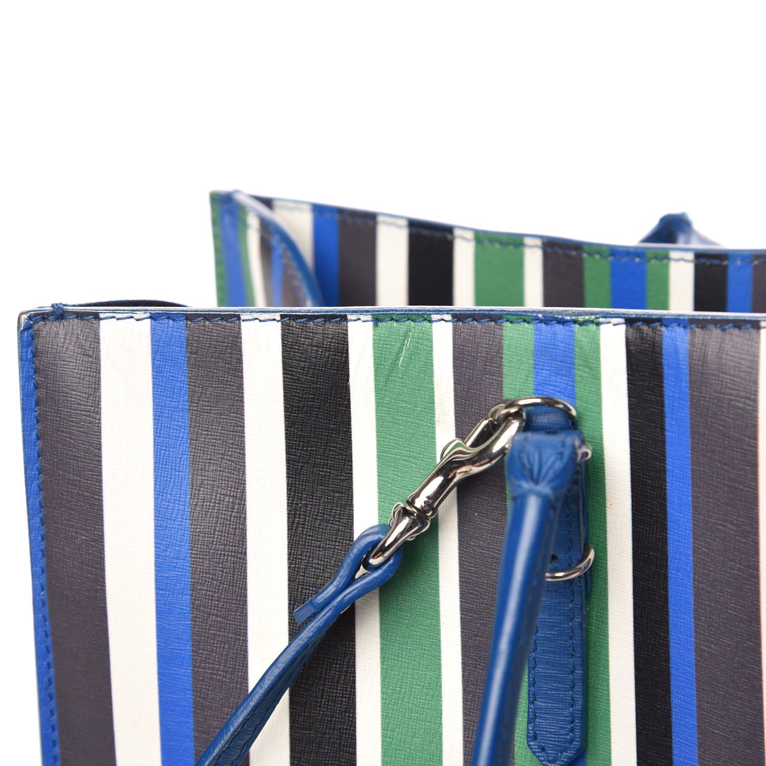 Balenciaga Veau Striped Papier B4 Zip Around Tote Variante Blue 8 of 19