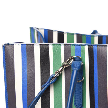 Balenciaga Veau Striped Papier B4 Zip Around Tote Variante Blue 8 of 19