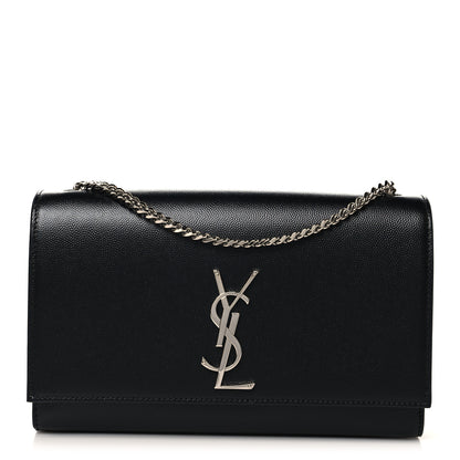 Saint Laurent Grain De Poudre Medium Classic Monogram Kate Satchel Black 1 of 9