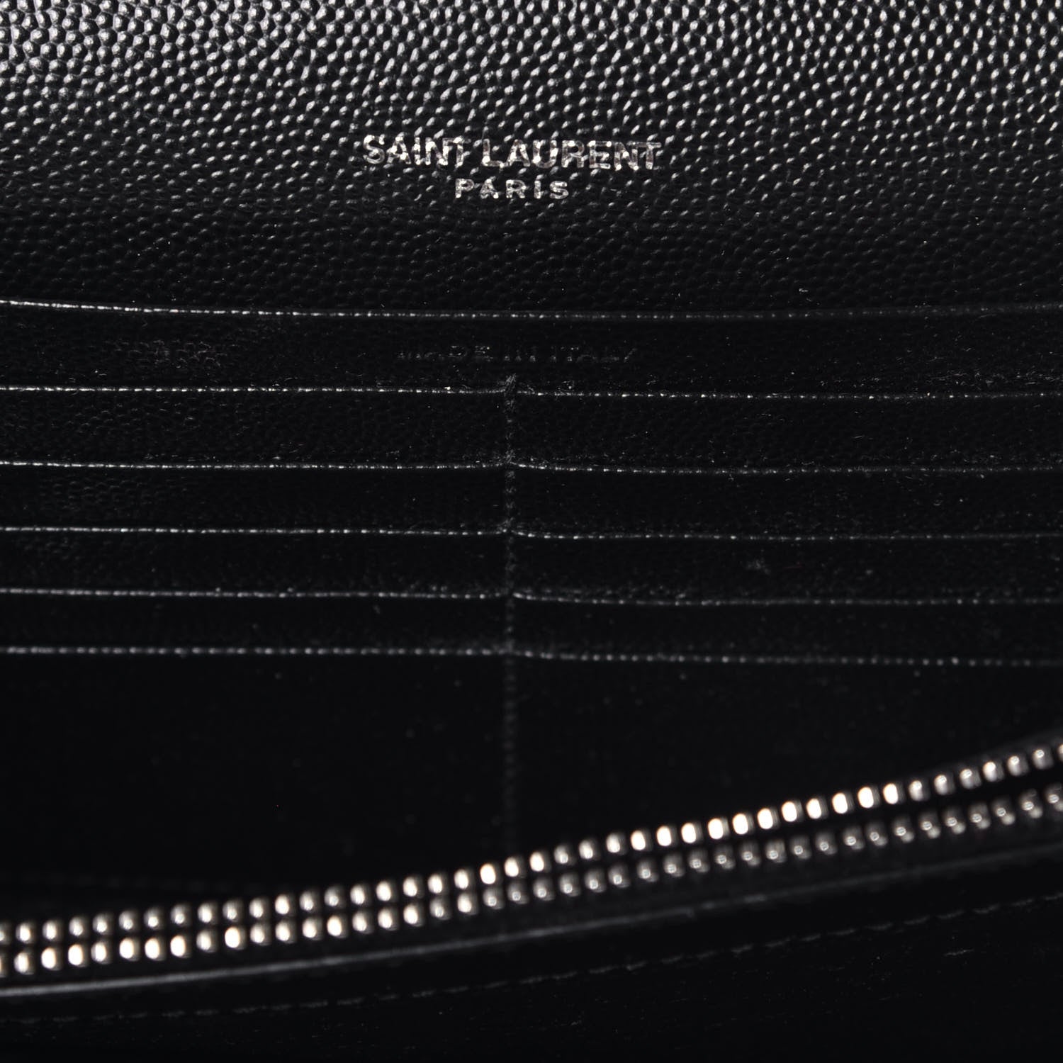Saint Laurent Grain De Poudre Matelasse Chevron Monogram Chain Wallet Black 6 of 10