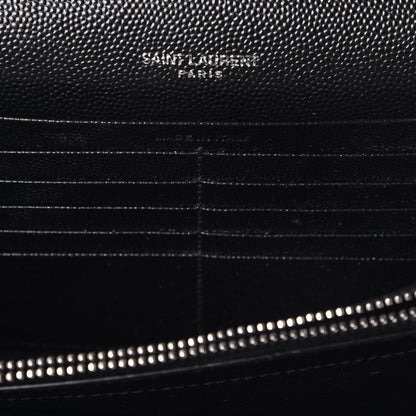 Saint Laurent Grain De Poudre Matelasse Chevron Monogram Chain Wallet Black 6 of 10