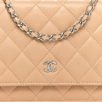 Chanel Caviar Quilted Wallet on Chain WOC Beige 9 of 12