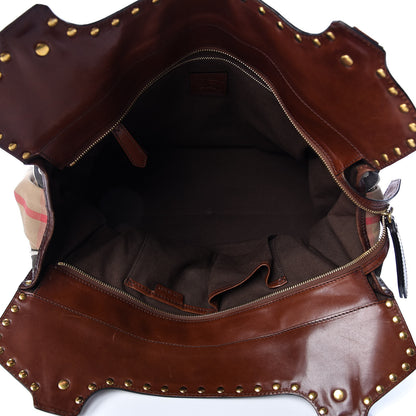 Burberry House Check Studded Large Greenham Tote Dark Tan 8 of 47