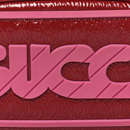 Gucci Patent Rubber Game Patch Logo Belt Bag 95 38 Hibiscus Red 8 of 11