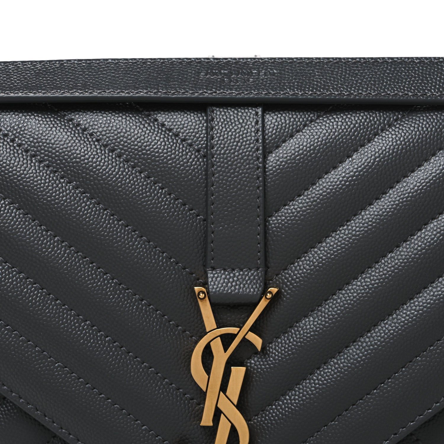 Saint Laurent Grain De Poudre Textured Mixed Matelasse Triquilt Large Monogram Satchel Anthracite 8 of 10