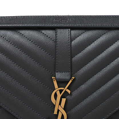 Saint Laurent Grain De Poudre Textured Mixed Matelasse Triquilt Large Monogram Satchel Anthracite 8 of 10