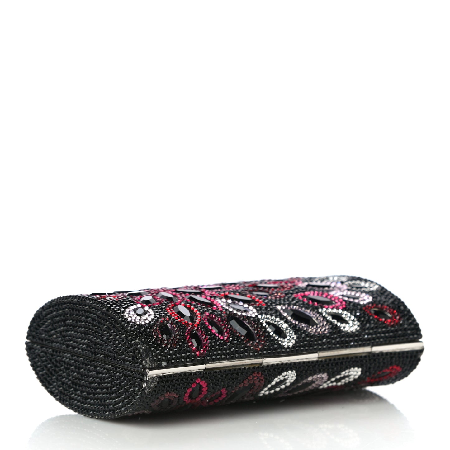 Swarovski Crystal Flower Minaudiere Clutch Black Multicolor