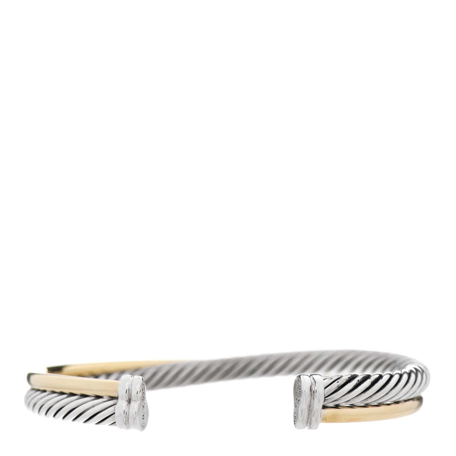 David Yurman Sterling Silver 18K Yellow Gold 5mm Crossover Cuff Bracelet 2 of 5