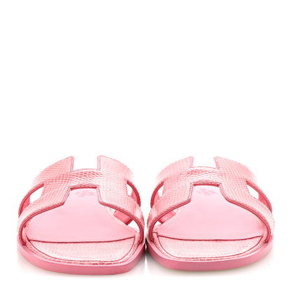 Hermes Lizard Oran Sandals 38.5 Pavot 3 of 10
