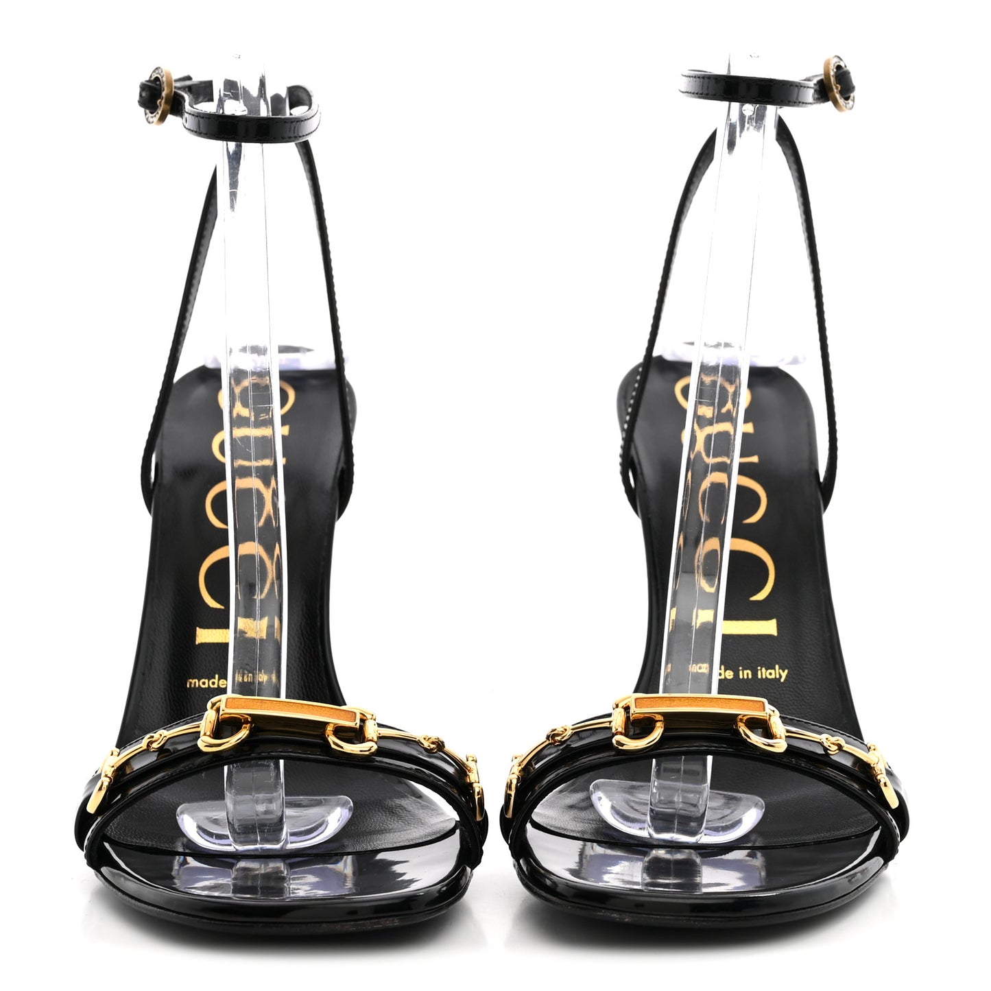 Regent Calfskin Crystal Strappy Horsebit Sandals 37.5 Black