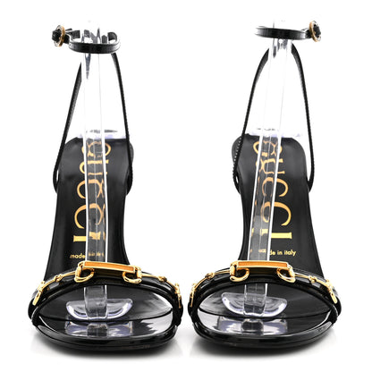 Gucci Regent Calfskin Crystal Strappy Horsebit Sandals 37.5 Black 3 of 11