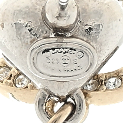 Chanel Crystal CC Heart Drop Earrings Gold Silver 4 of 4