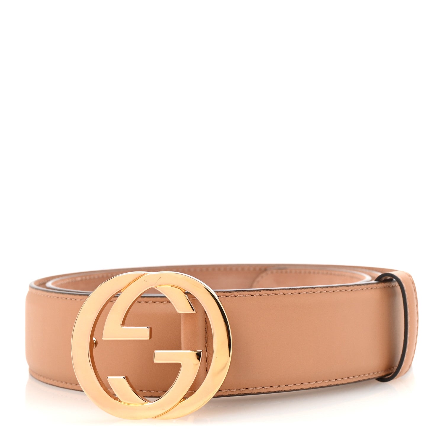 Gucci Calfskin Interlocking G 37mm Belt 105 42 Camelia 1 of 6