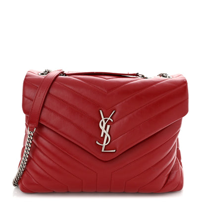 Saint Laurent Calfskin Y Quilted Monogram Medium Loulou Chain Satchel Rouge Eros 1 of 16