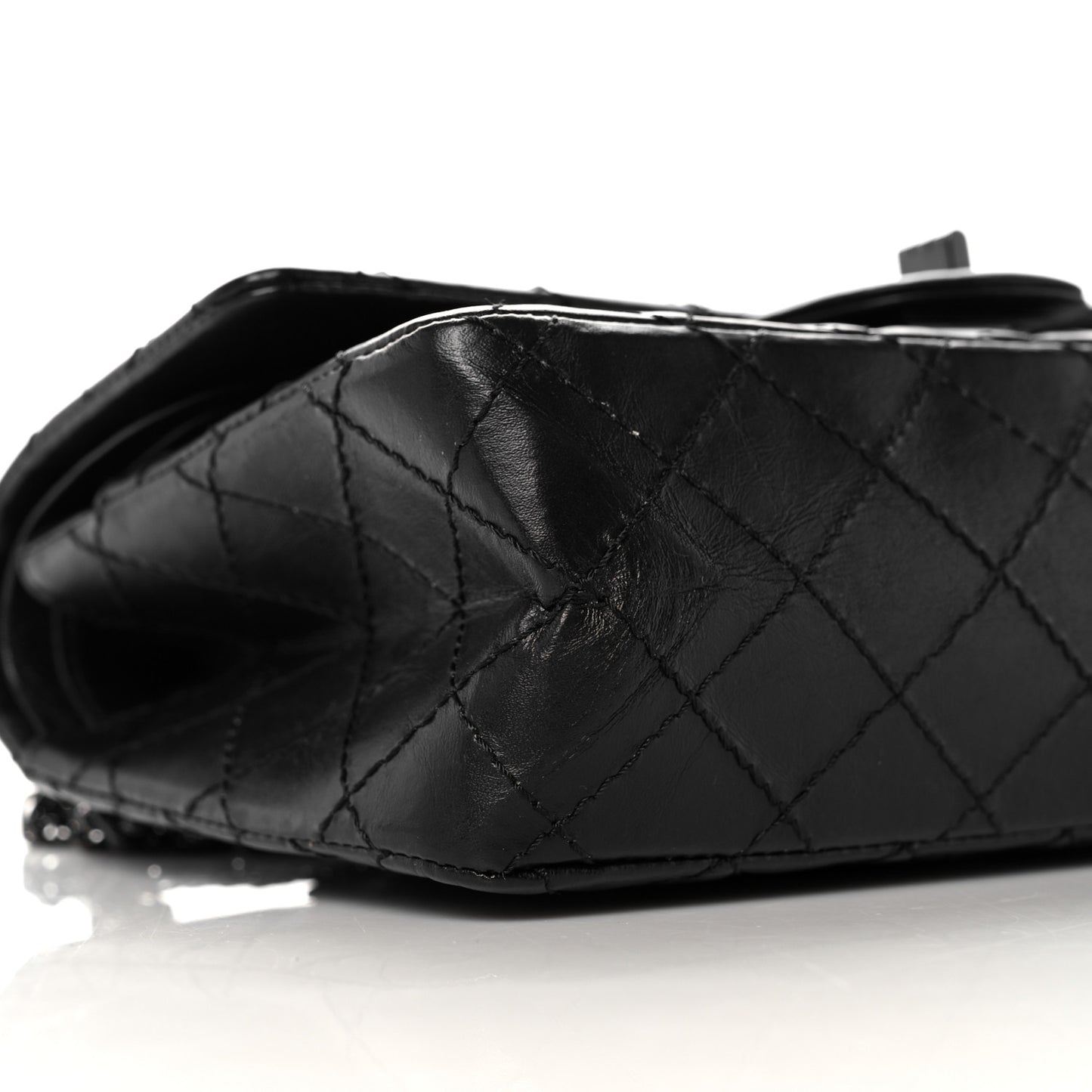 Aged Calfskin Quilted 2.55 Reissue 225 Flap So Black
