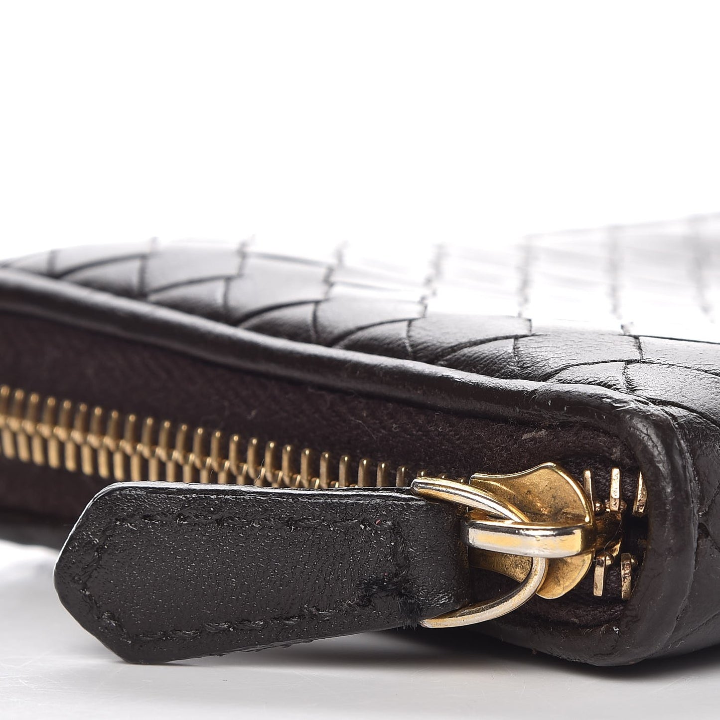 Nappa Intrecciato Zip Around Wallet Ebano