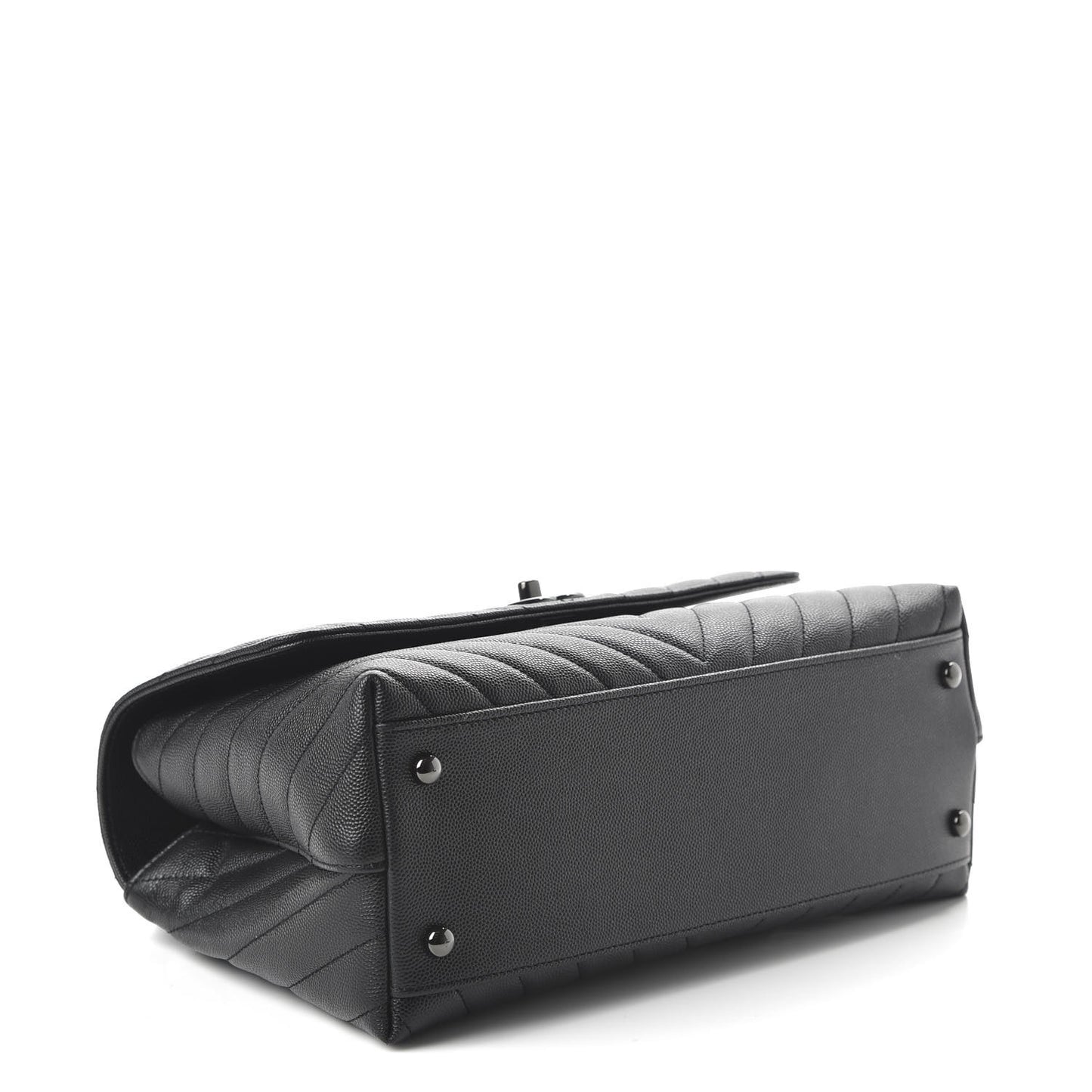 Caviar Chevron Quilted Small Coco Handle Flap So Black