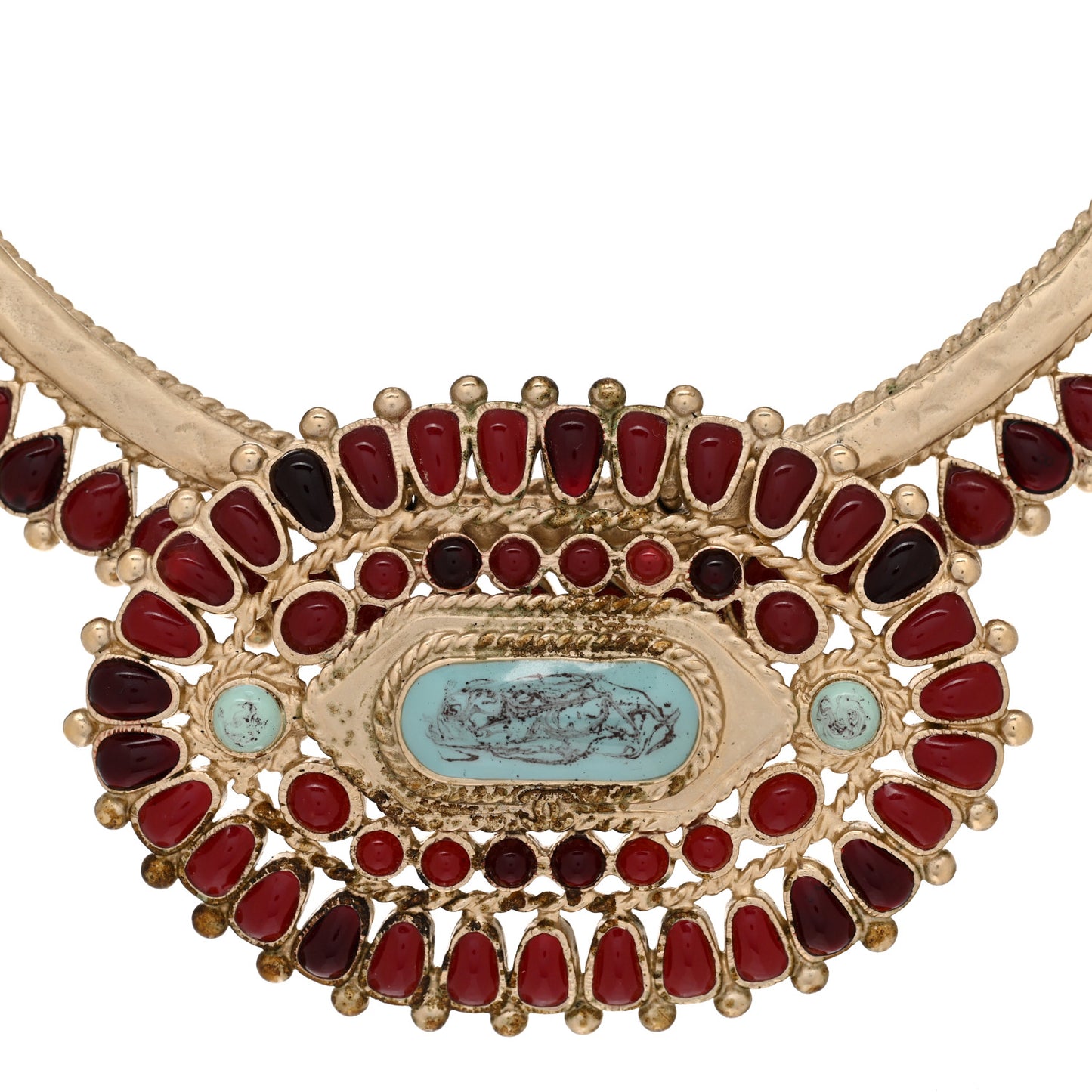 Enamel Gripoix Necklace Turquoise Burgundy