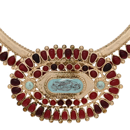 Chanel Enamel Gripoix Necklace Turquoise Burgundy 4 of 5