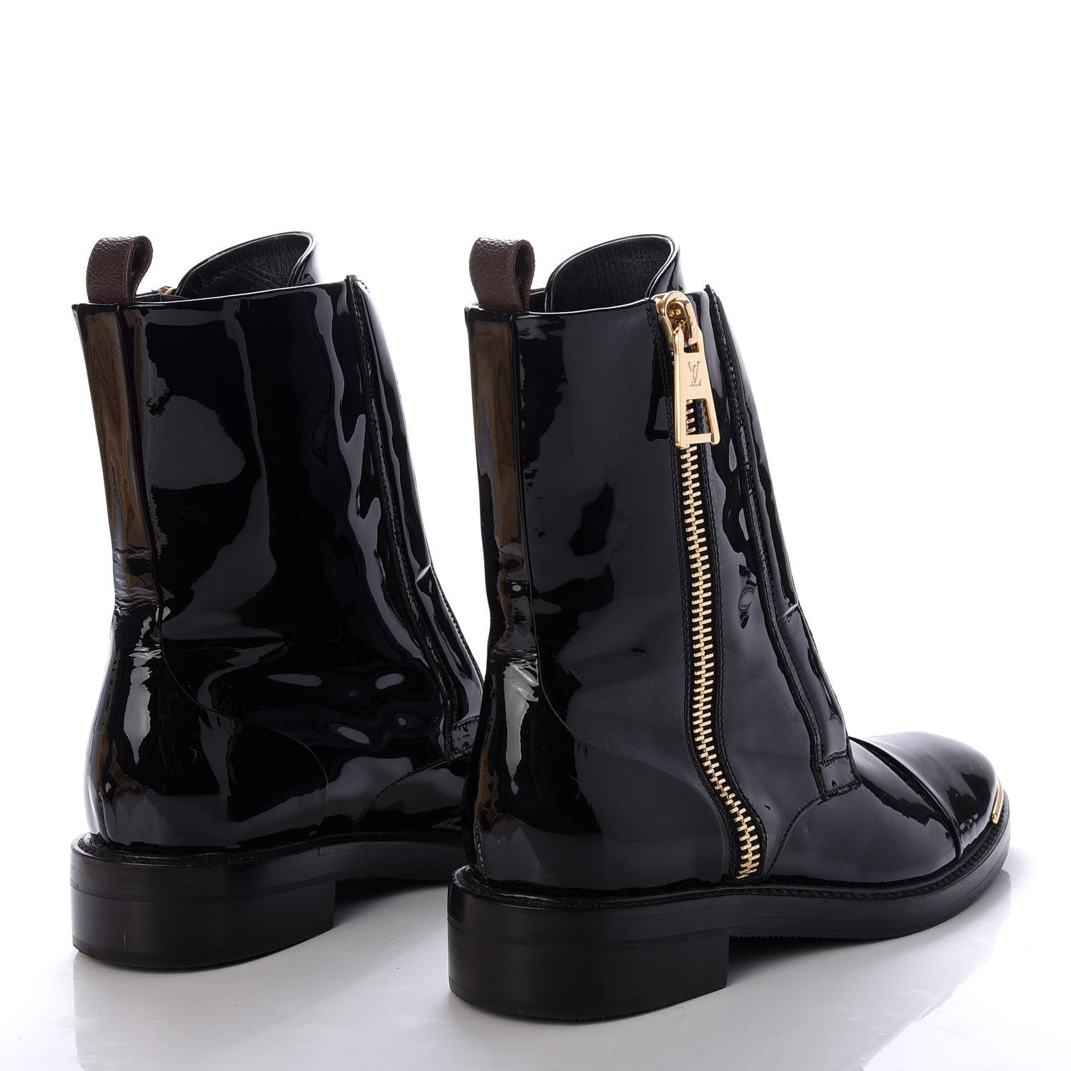 Louis Vuitton Patent Calfskin Monogram Macadam Ranger Combat Boots 36 Black 4 of 9