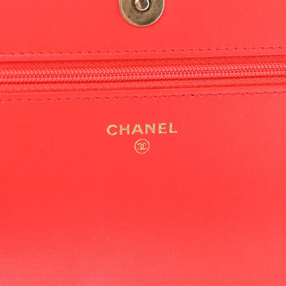 Chanel Tweed Quilted Chanel 19 Wallet On Chain WOC Red White 6 of 14