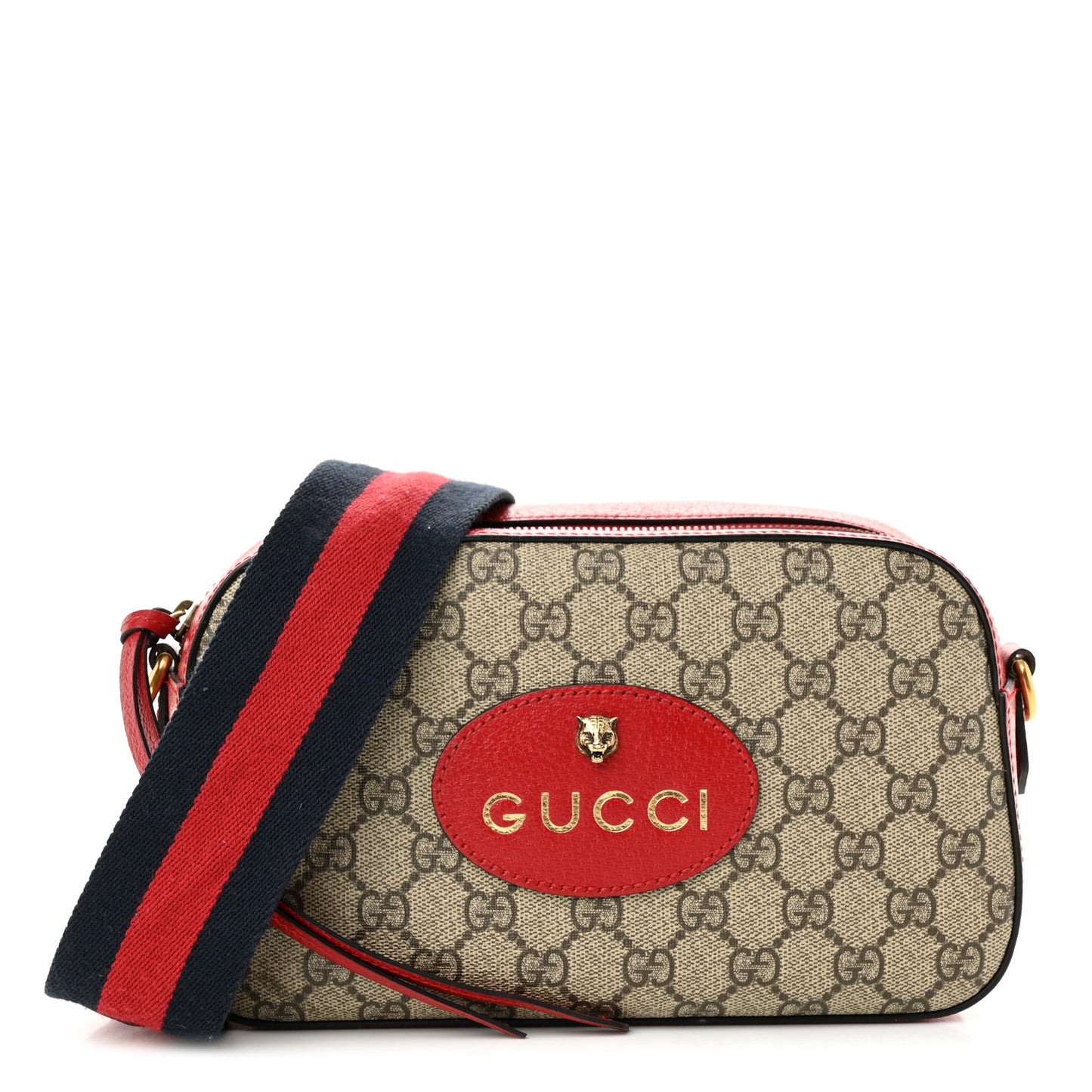 GG Supreme Monogram Web Neo Vintage Shoulder Bag Beige Red