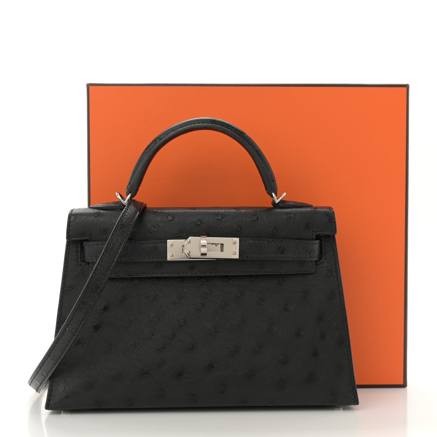 Hermes Ostrich Kelly Sellier Mini 20 Black 12 of 12