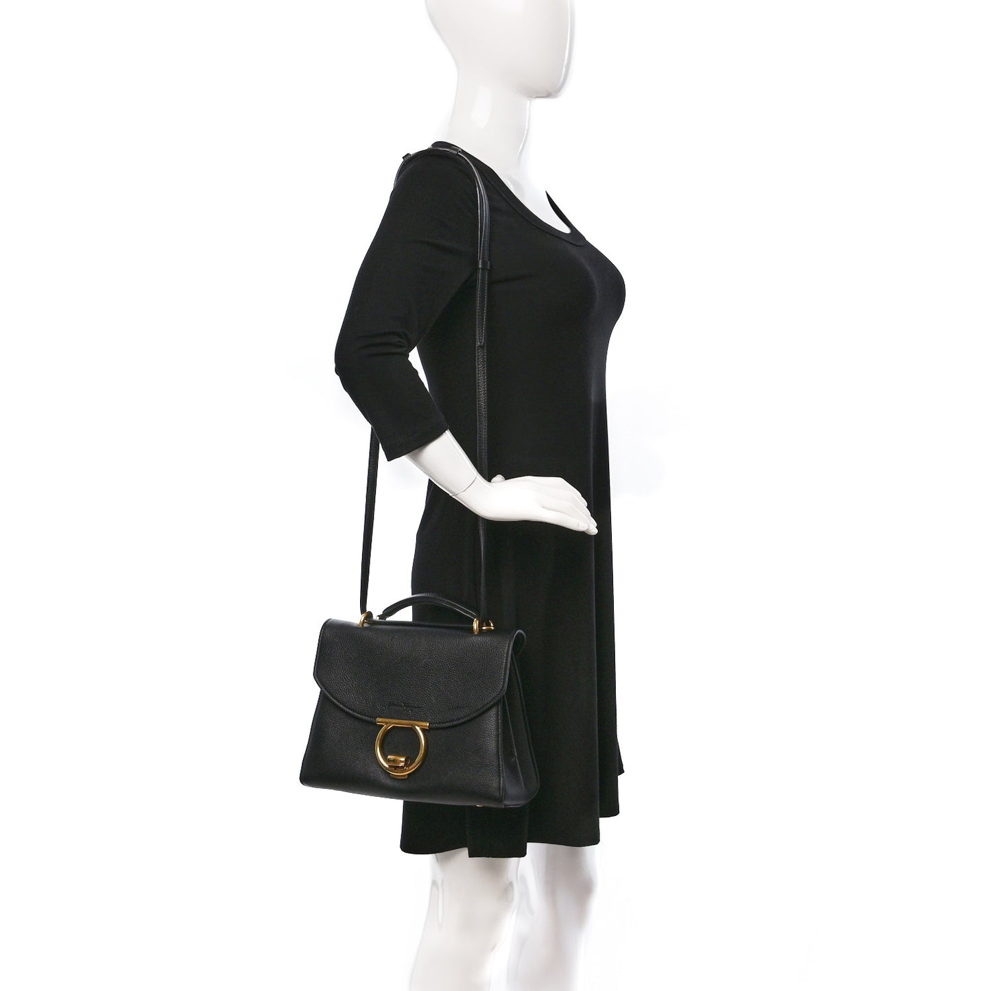 Calfskin Small Margot Top Handle Satchel Black